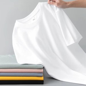 T-shirts en coton 100% tricoté de haute qualité 220g, col rond, manches courtes, écologiques, prix d'usine, impression sérigraphique personnalisée du logo - Product Image 1