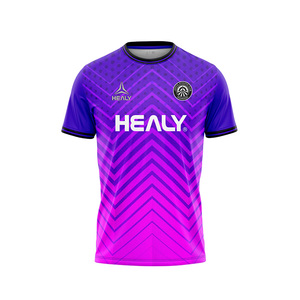 HEALY Dry Fit Polyester Sublimatie T-shirts Fabrikant Op Maat Voetbal V-hals T-shirts Heren - Product Image 1