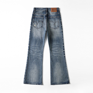 <span class=keywords><strong>Jeans</strong></span> da Uomo 100% Cotone Vintage a Vita Alta, Gamba Larga, Strappati, Effetto <span class=keywords><strong>Stone</strong></span> Washed, Distressed, Vestibilità Ampia, Stile Streetwear con Ricami - Product Image 4