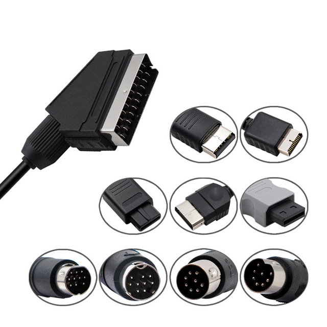 1.8m RGB Scart Cable PS2/PS1//SEGA Mega Drive1/MD2/DC Dreamcast/Saturn/XBOX/XBOX 360 Retro Video Game Consoles Factory Sales