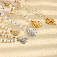 Set Kalung dan Gelang Bunga Kerang Laut Lapis Emas 18K dari Baja Anti Karat, Tahan Air, Hipoalergenik, untuk Pernikahan dan Pertunangan (Grosir)