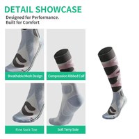 Chaussettes de sport d'hiver professionnelles personnalisées pour jeunes, avec logo tricoté sur le bord/corps/semelle, chaussettes hautes jusqu'au genou, séchage rapide