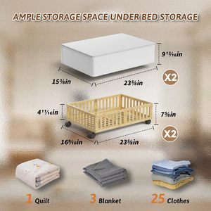 Contenedores de Almacenamiento Modernos de Bambú para Cama, Cajas para Zapatos, Cajones con Ruedas para Debajo de la Cama, Organizador de Bolsas, Sábanas, Ropa, Yuepeng - Product Image 2