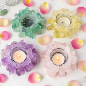 Support de bougie en pierre naturelle brute pour aromathérapie, bougeoir en cristal de guérison pour la décoration intérieure - Product Image 1