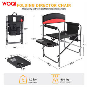 Silla Plegable para Exteriores Woqi, Silla de Director de Aluminio con Mesa, Silla de Jardín Roja, Silla Plegable Portátil para Camping - Product Image 2