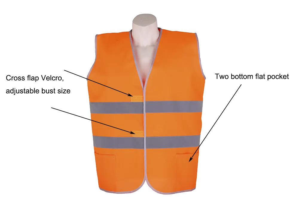 Klasse 2 Hi-Viz Security Uniform Basisreflector Kleding Custom Logo Veiligheid Reflecterend Vest Met Twee Zak