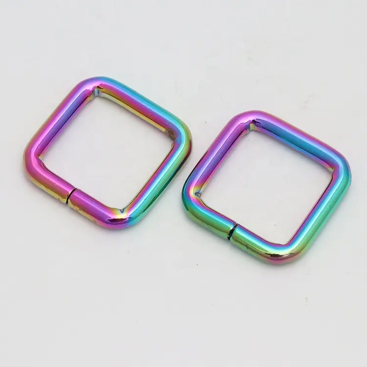 Niedrigere Preis beschichtung Zink legierung quadratische Schnalle 20 mm Nickel freier Regenbogen quadratischer Ring für Handtaschen