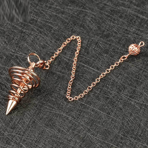 Precio al por mayor cobre oro plata Color Metal espiral péndulo curación para física espiritual lectura radiestesia Reiki péndulos - Product Image 5