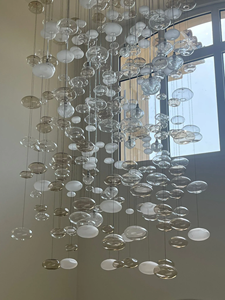 Lustre moderne en <span class=keywords><strong>verre</strong></span> à <span class=keywords><strong>bulles</strong></span> pour plafond haut, suspensions transparentes en forme de boule pour escaliers domestiques - Product Image 5