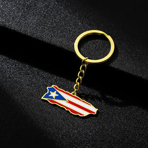 Amour coeur Porto Rico <span class=keywords><strong>carte</strong></span> drapeau Style ethnique en acier inoxydable porte-clés pour hommes femmes cadeau porte-clés accessoire porte-clés bijoux - Product Image 4