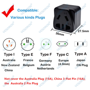 Adaptador de <span class=keywords><strong>Enchufe</strong></span> <span class=keywords><strong>Tipo</strong></span> B de Australia (AUS) y Europa a Estados Unidos (EE. UU.), Canadá, Japón, <span class=keywords><strong>Tailandia</strong></span> y Filipinas, Convertidor de Corriente - Product Image 6