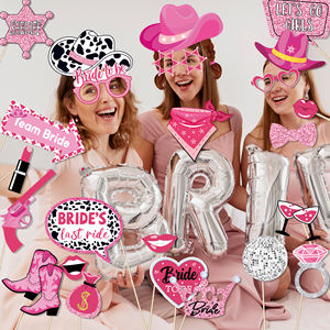 PZ313 rosa caldo ultimo Disco addio al nubilato foto stand di scena permette di andare ragazze sposa per essere per il Cowboy occidentale Cowgirl feste decorazioni - Product Image 5