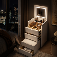 Coiffeuse moderne européenne en bois avec panneau LED, tiroirs silencieux et écologiques, pour chambre, salle de bain, hôtel