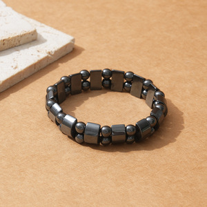 Black Tiger Stone <b>Beaded</b> <b>Bracelet</b> Geometric Shape Unisex Jewelry Natural Stone <b>Bracelet</b> - Product Image 1
