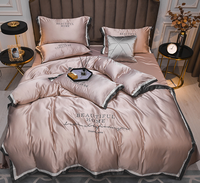 Parure de lit en soie, ensemble de 4 pièces, excellente vente en gros, housse de couette, drap, grande taille