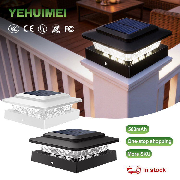 Solar Post Lights Outdoor High Brightness Solar Powered Fence Post Cap Lights Light Control IP65 Waterproof for Garden