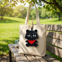 Peluche personnalisée chat noir, mini figurine en peluche, OEM ODM, bandana rouge, jouet doux pour enfants, cadeau