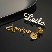 Personalizado DIY Acero inoxidable inglés letra nombre etiqueta insignia broche personalizado grabado láser chapado aleación Metal ropa Pin