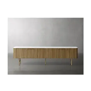 Lusso moderno soggiorno mobili in legno massello console tavolo credenza finnley media bassa console con marmo superiore credenza