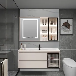 Euro tarzı High End banyo Vanity siyah ve beyaz kabin 31 inç banyo Vanity seti asma bir lavabo