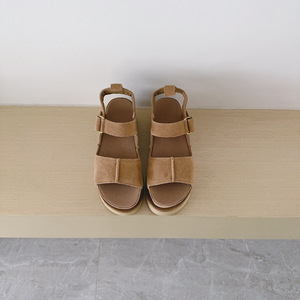 Sandales à plateforme en daim pour femmes, style <span class=keywords><strong>UGG</strong></span>, à bout ouvert avec boucles réglables, style décontracté intérieur/extérieur - Product Image 3