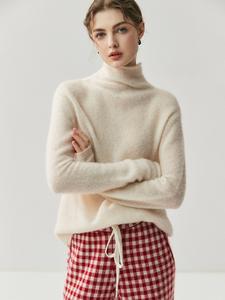 カシミアマルベリーシルクハイネックカシミヤセーター女性用ソフト長袖ニットセーター - Product Image 4