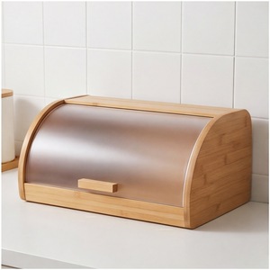 กล่องขนมปังไม้ไผ่เสี่ยวเหม่ยเป่ย 38x26x17 ซม. พร้อมฝาใสสำหรับจัดเก็บในครัว - Product Image 3