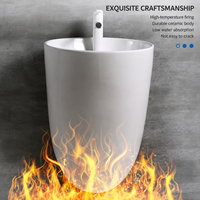 Lavabo mural flottant de luxe moderne en céramique intégrale cristallisée, écologique et résistant à l'eau pour hôtels et hôpitaux