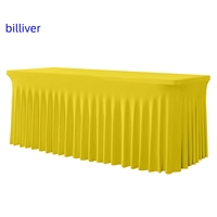 Jupe de table jetable extensible non tissée moderne pour la vente en gros, facile à installer, pour tables carrées de 4, 6 et 8 pieds, pour banquets et usage domestique, servant également de nappe et de jupe de table.