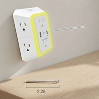Multiprise murale 3 voies avec 6 prises espacées et 1 port USB à charge rapide, fonction veilleuse, blanc