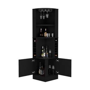 Armoire bar d'angle Atanasio DB 8 boîtes à vin double porte finition wengue noire - Product Image 4