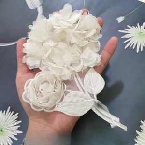 Chất lượng cao kích thước lớn 3D Organza ren hoa các bản vá lỗi cho váy cưới Váy Phụ kiện vạt áo đính - Product Image 3
