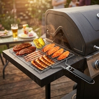 Panier de barbecue en acier inoxydable, panier de cuisson portable de grande taille avec poignée amovible pour le camping en plein air, légumes, poisson