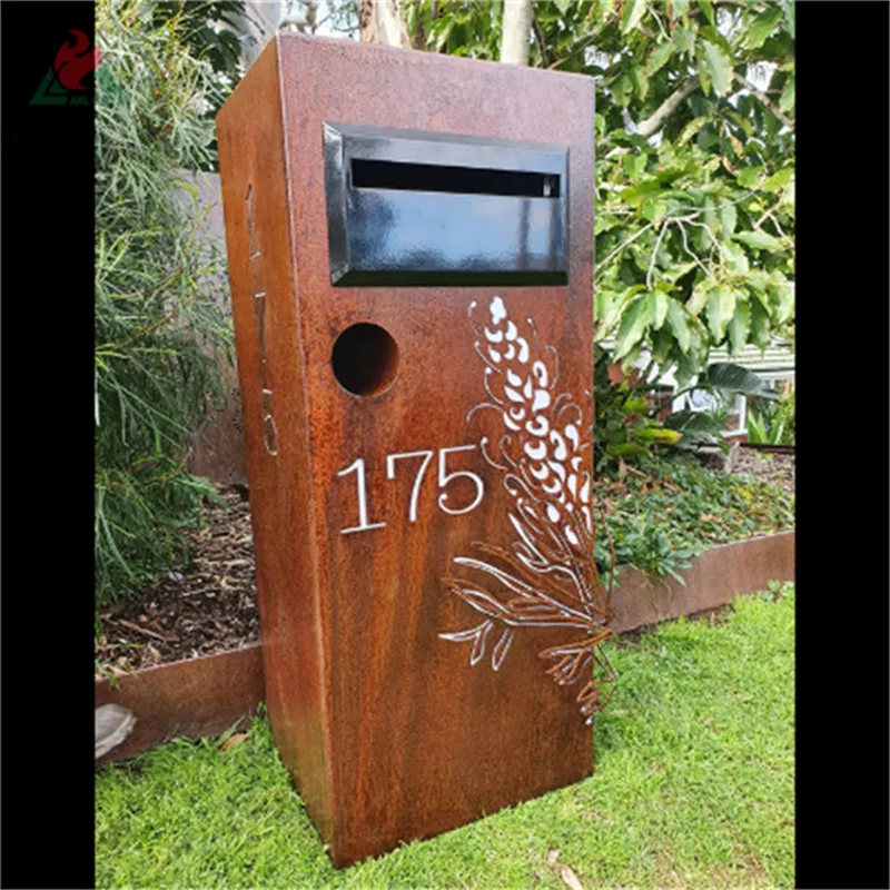 Corten Steel Drop Box Parcel Box Waterproof Metal Outdoor Mail Box