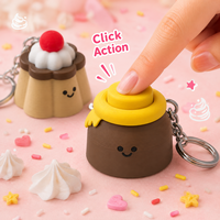 Niedliche Dessert-Serie 3D-Gedruckter Druckknopf-Schlüsselanhänger Spielzeug Mini-Clicker Charm für Werbegeschenke Kuchen Schokoladen-Schlüsselanhänger