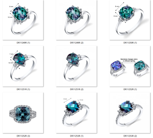 925 Sterling Silver CZ <b>Dainty</b> Delicate Jewelry Oval Alexandrite Cluster <b>Rings</b> - Product Image 2