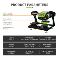 Presse à chaud pneumatique mini double pour casquettes et t-shirts avec couvercle chauffant