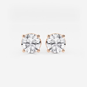 Pendientes de Diamantes Cultivados en Laboratorio, Redondos, Casi Incoloros, F G, 4 Quilates, Certificados, con Brillo Brillante, Joyería Fina Ética de Lujo - Product Image 1