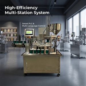Machine <span class=keywords><strong>de</strong></span> remplissage et <span class=keywords><strong>de</strong></span> scellage rotative pour crème et beurre <span class=keywords><strong>de</strong></span> cacahuète, équipement d'emballage automatique pour yaourt, gelée et sauce. - Product Image 2