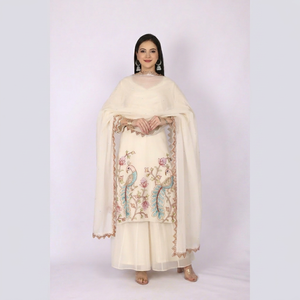 Conjunto de traje Sharara de 3 piezas de estilo étnico moderno para mujer con bordado de hilo y lentejuelas, ropa a la moda. - Product Image 5
