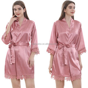 Robes en soie de luxe de haute qualité en gros pour femmes, <span class=keywords><strong>robe</strong></span> de mariée, <span class=keywords><strong>robe</strong></span> de <span class=keywords><strong>demoiselle</strong></span> <span class=keywords><strong>d</strong></span>'<span class=keywords><strong>honneur</strong></span>, <span class=keywords><strong>robe</strong></span> de satin pour fête de mariage, <span class=keywords><strong>robe</strong></span> de chambre avec bordure en dentelle, vêtements de nuit - Product Image 5