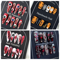 Ongles à presser en acrylique faits main de qualité supérieure, 10 pièces, nouveaux styles, ambiance festive, motifs amande et cercueil, thème Halloween