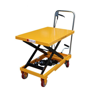 Carretilla Elevadora Hidráulica Tipo Tijera Amarilla, Mesa Elevadora Móvil Portátil con Ruedas, Diseño Compacto, Plataforma de Elevación Manual - Product Image 3
