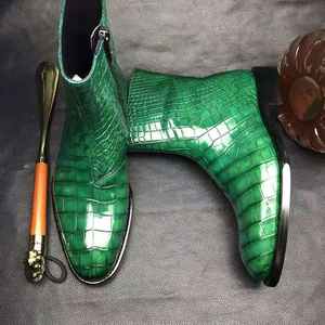 Chaussures vintage en cuir véritable pour <span class=keywords><strong>homme</strong></span>, bottines de luxe, de haute qualité, design crocodile - Product Image 1