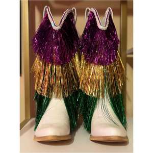 <span class=keywords><strong>Stivali</strong></span> da <span class=keywords><strong>Cowboy</strong></span> SHIKOL per Mardi Gras, <span class=keywords><strong>Stivali</strong></span> Alti al Ginocchio con Frange Scintillanti Viola, Oro, Verde, Punta a Spillo, <span class=keywords><strong>Stivali</strong></span> Western Personalizzati - Product Image 4