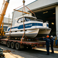 Bateau ponton en aluminium soudé de 22 pieds avec pont en EVA, porte-cannes à pêche et vivier pour la pêche en rivière, lac et loisirs
