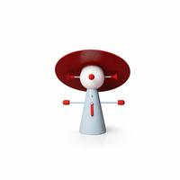 Lampe de table sculpturale moderne en métal avec abat-jour en disque rouge, base en cône bleu et globe blanc pour chambre à coucher, salon, bureau, hôtel