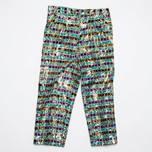 Pantalones de Lona de Algodón para Mujer, Corte Formal, Talla Grande, Bordados, con Estampado Floral, para Verano - Product Image 1