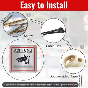 Segno di videosorveglianza personalizzato SECURUN proprietà privata 15X15 cm segno di sorveglianza della telecamera in alluminio - Product Image 4