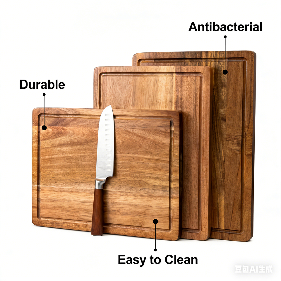 Acacia Wood Large Kitchen Cutting Board with Juice Grooves for Meal ...